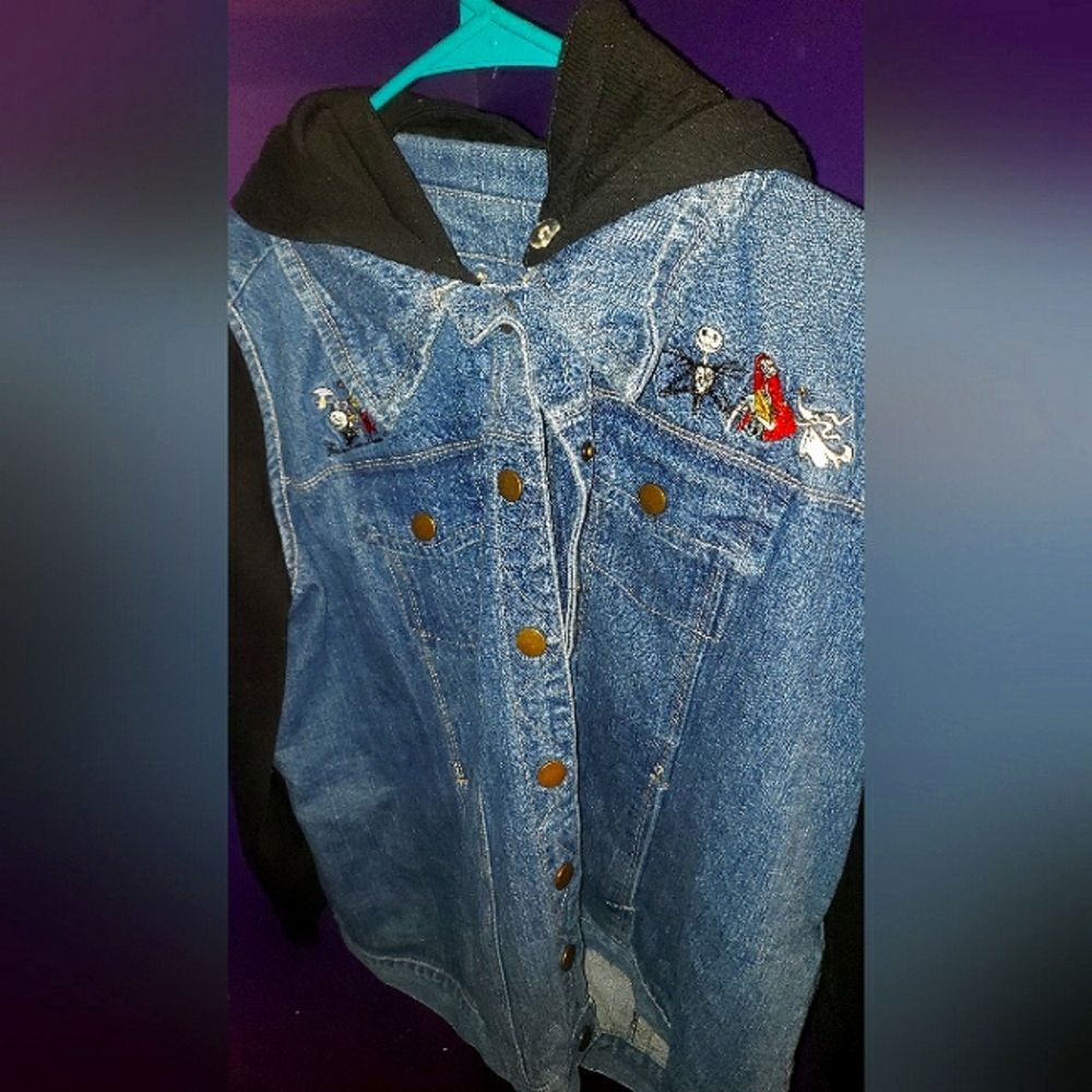 Denim hooded coat S. M black